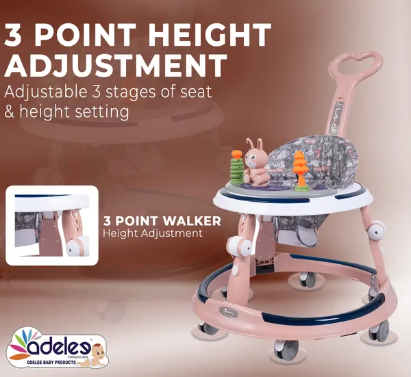 Pink_Baby_Musical_Activity_Walker_With_Height_Adjustable_For_Kids
