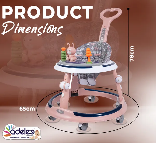 Pink_Baby_Musical_Activity_Walker_With_Height_Adjustable_For_Kids
