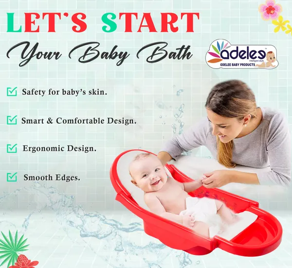 Red_Baby_Bath_Tub_For_0-9_Months_Foldable_Bathtub_For_Newborn_Baby_Bathing_Tub_With_Smooth_Edges_Anti-Slip_Foam_Seat_For_Body_&_Head_Support,_Easy_To_Store