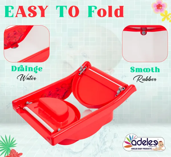Red_Baby_Bath_Tub_For_0-9_Months_Foldable_Bathtub_For_Newborn_Baby_Bathing_Tub_With_Smooth_Edges_Anti-Slip_Foam_Seat_For_Body_&_Head_Support,_Easy_To_Store