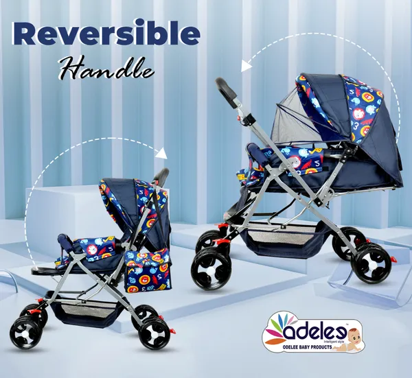 Red_Baby_Stroller/Pram_For_0_To_3_Years,_New_Born/Kids,_5_Point_Safety_Harness,_Adjustable_Backrest,_360_Swivel_Wheel,_Large_Storage_Basket,_Reversible_Handle