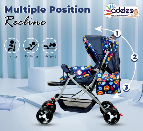 Red_Baby_Stroller/Pram_For_0_To_3_Years,_New_Born/Kids,_5_Point_Safety_Harness,_Adjustable_Backrest,_360_Swivel_Wheel,_Large_Storage_Basket,_Reversible_Handle