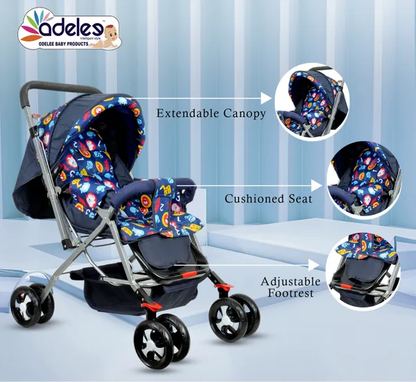 Red_Baby_Stroller/Pram_For_0_To_3_Years,_New_Born/Kids,_5_Point_Safety_Harness,_Adjustable_Backrest,_360_Swivel_Wheel,_Large_Storage_Basket,_Reversible_Handle