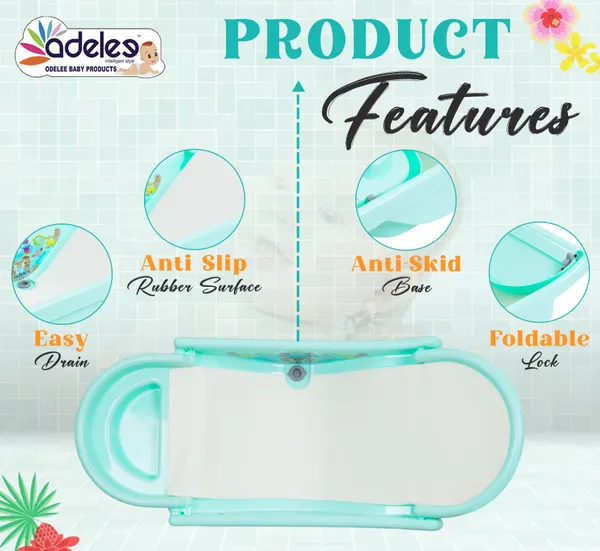 Green_Baby_Bath_Tub_For_0-9_Months_Foldable_Bathtub_For_Newborn_Baby_Bathing_Tub_With_Smooth_Edges_Anti-Slip_Foam_Seat_For_Body_&_Head_Support,_Easy_To_Store
