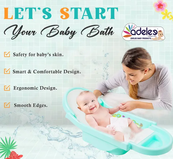 Green_Baby_Bath_Tub_For_0-9_Months_Foldable_Bathtub_For_Newborn_Baby_Bathing_Tub_With_Smooth_Edges_Anti-Slip_Foam_Seat_For_Body_&_Head_Support,_Easy_To_Store