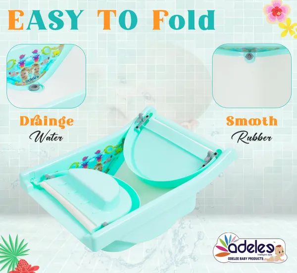 Green_Baby_Bath_Tub_For_0-9_Months_Foldable_Bathtub_For_Newborn_Baby_Bathing_Tub_With_Smooth_Edges_Anti-Slip_Foam_Seat_For_Body_&_Head_Support,_Easy_To_Store