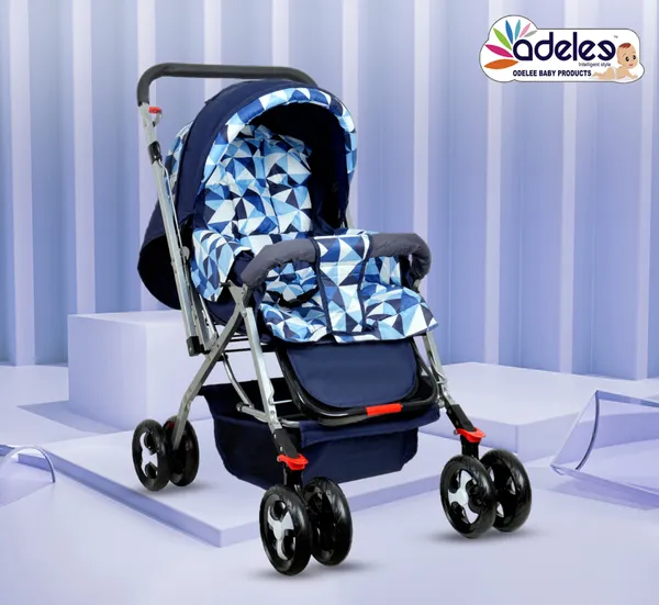 Multicolor_Baby_Stroller/Pram_For_0_To_3_Years,_New_Born/Kids,_5_Point_Safety_Harness,_Adjustable_Backrest,_360_Swivel_Wheel,_Large_Storage_Basket,_Reversible_Handle