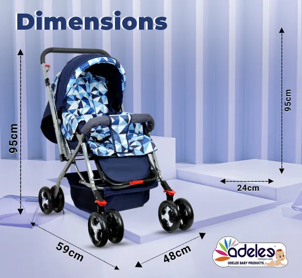 Multicolor_Baby_Stroller/Pram_For_0_To_3_Years,_New_Born/Kids,_5_Point_Safety_Harness,_Adjustable_Backrest,_360_Swivel_Wheel,_Large_Storage_Basket,_Reversible_Handle