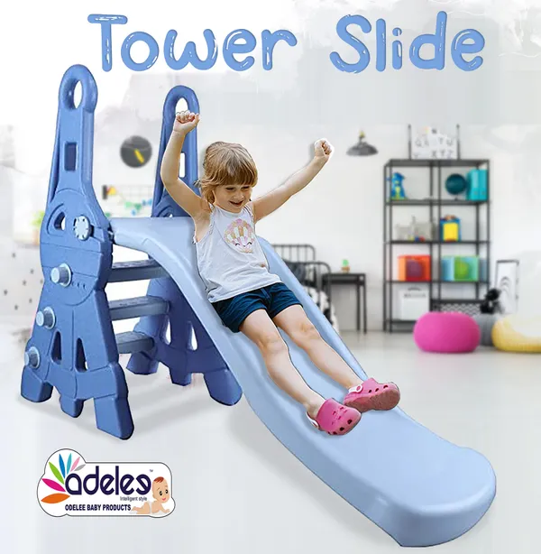Multicolor_Foldable_Baby_Garden_Slide_For_Kids_-_Tower_Shape_Freestanding_Plastic_Garden_Slide_/Toddlers/Indoor/Outdoor_Preschoolers_For_Unisex_Age_Group-1_To_5_Years,_Unbreakable_Plastic