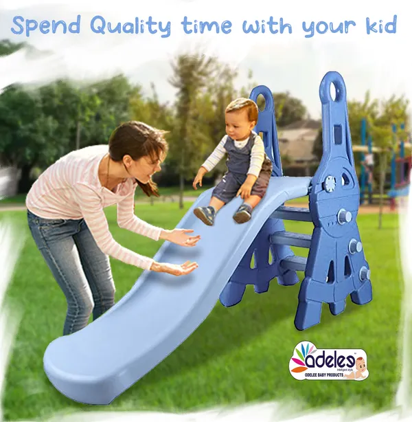 Multicolor_Foldable_Baby_Garden_Slide_For_Kids_-_Tower_Shape_Freestanding_Plastic_Garden_Slide_/Toddlers/Indoor/Outdoor_Preschoolers_For_Unisex_Age_Group-1_To_5_Years,_Unbreakable_Plastic
