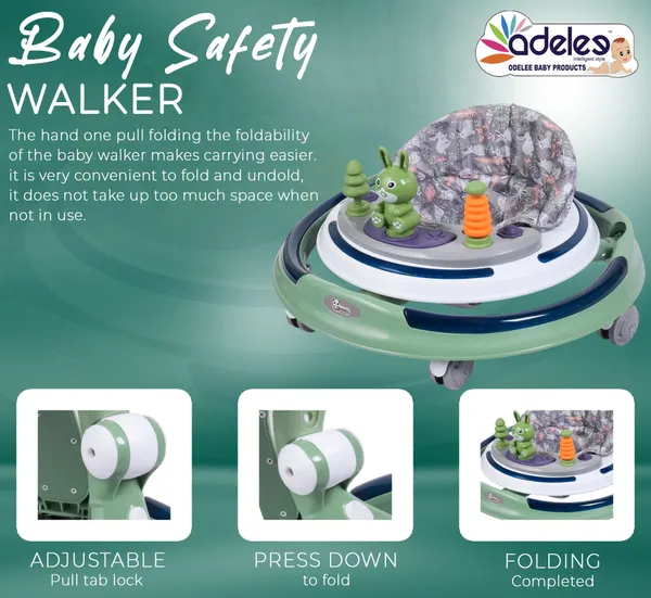 Green_Baby_Musical_Activity_Walker_With_Height_Adjustable_For_Kids