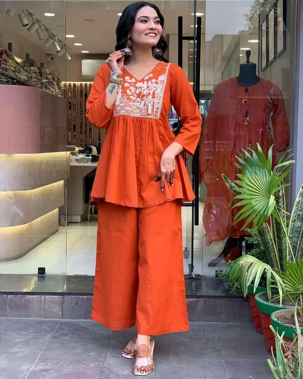 Black_Cotton_Embroidery_Straight_Kurti_Pant_With_Dupatta_Set_For_Women
