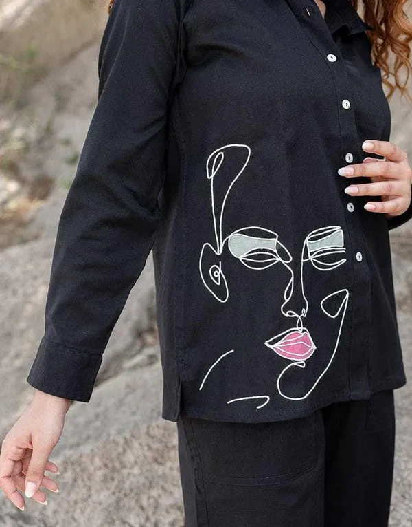 Black_Cotton_Embroidery_Straight_Kurti_Pant_With_Dupatta_Set_For_Women