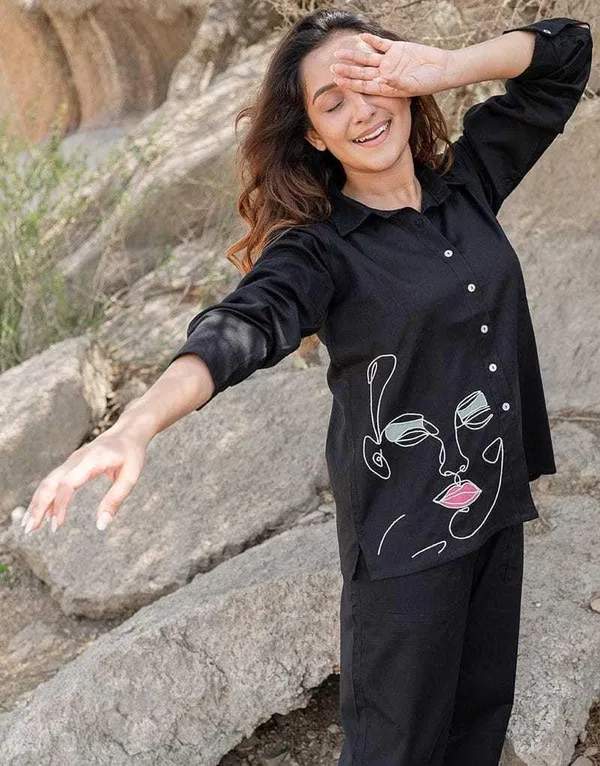 Black_Cotton_Embroidery_Straight_Kurti_Pant_With_Dupatta_Set_For_Women