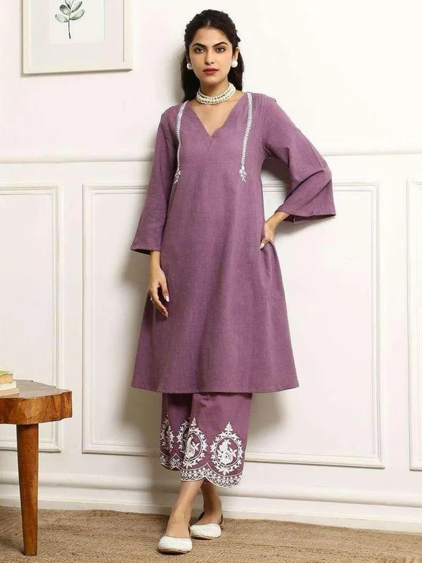 Black_Cotton_Embroidery_Straight_Kurti_Pant_With_Dupatta_Set_For_Women