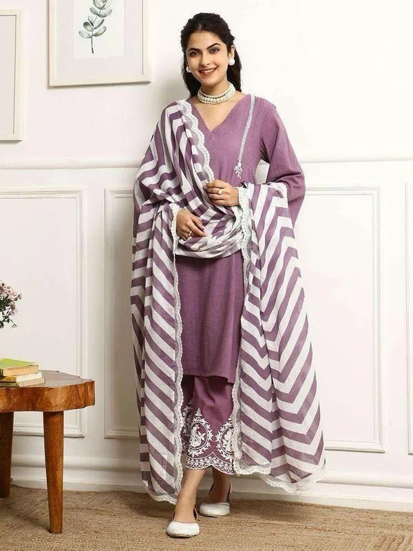 Black_Cotton_Embroidery_Straight_Kurti_Pant_With_Dupatta_Set_For_Women