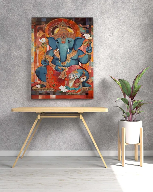 Multicolour_Ganesha_Wall_Painting_For_Wall_Decoration_Canvas_Wall_Painting_For_Home_Decor,_Living_Room,_Bedroom,_Office_Hotel_(16X22_Inch_Ch-Gn8)
