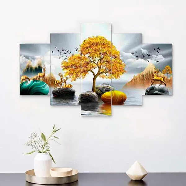 Multicolour_Set_Of_Five_Mdf_Framed_3D_Wall_Painting_For_Home_Decoration,_Big_Size_Painting_For_Living_Room,_Bedroom_(17X30_Inches)