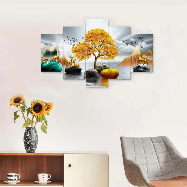 Multicolour_Set_Of_Five_Mdf_Framed_3D_Wall_Painting_For_Home_Decoration,_Big_Size_Painting_For_Living_Room,_Bedroom_(17X30_Inches)