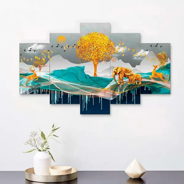 Multicolour_Set_Of_Five_Mdf_Framed_3D_Wall_Painting_For_Home_Decoration,_Big_Size_Painting_For_Living_Room,_Bedroom_(17X30_Inches)