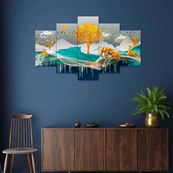 Multicolour_Set_Of_Five_Mdf_Framed_3D_Wall_Painting_For_Home_Decoration,_Big_Size_Painting_For_Living_Room,_Bedroom_(17X30_Inches)