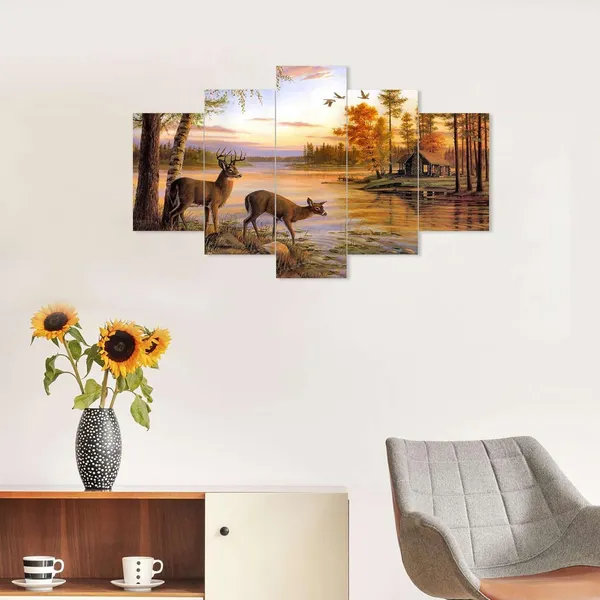 Multicolour_Set_Of_Five_Mdf_Framed_3D_Wall_Painting_For_Home_Decoration,_Big_Size_Painting_For_Living_Room,_Bedroom_(17X30_Inches)