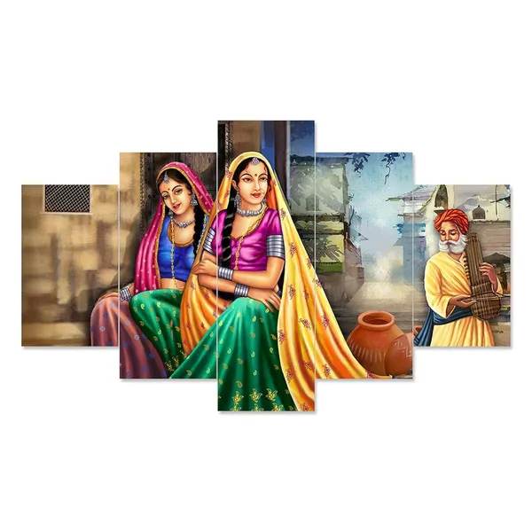 Multicolour_Set_Of_Five_Mdf_Framed_3D_Wall_Painting_For_Home_Decoration,_Big_Size_Painting_For_Living_Room,_Bedroom_(17X30_Inches)
