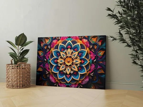 Multicolour_Mandala_Art_Painting_For_Wall_Decoration_With_Frame_Canvas_Painting_For_Living_Room_Bedroom_Home_Office_&_Hotels_(22_Inch_X_16_Inch_Ch-Mp-Ldp12)