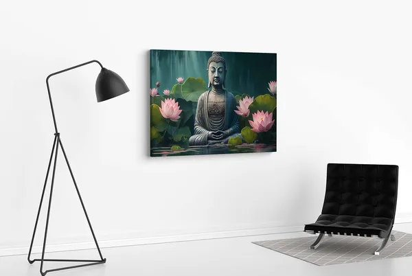 Multicolour_Buddha_Paintings_For_Wall_Decoration_With_Frame_Canvas_Painting_For_Living_Room_Bedroom_Home_Office_&_Hotels_(22_Inch_X_16_Inch_Ch-Bd-Ldp14)