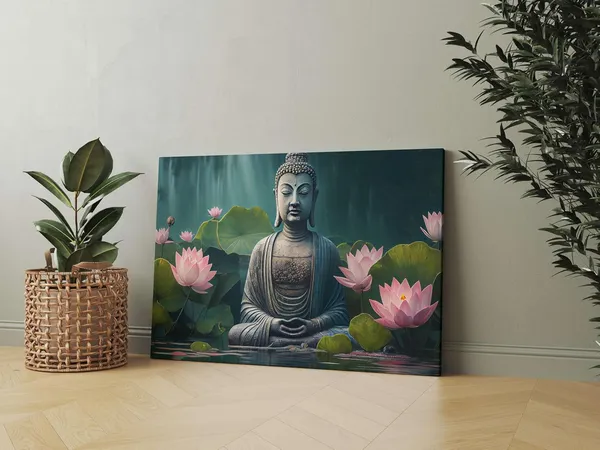 Multicolour_Buddha_Paintings_For_Wall_Decoration_With_Frame_Canvas_Painting_For_Living_Room_Bedroom_Home_Office_&_Hotels_(22_Inch_X_16_Inch_Ch-Bd-Ldp14)