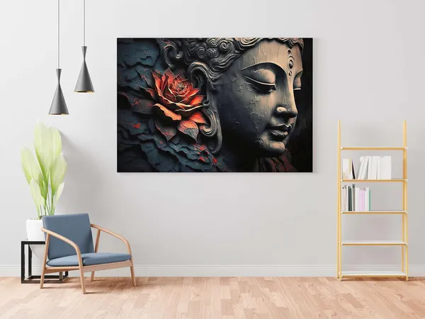 Multicolour_Buddha_Paintings_For_Wall_Decoration_With_Frame_Canvas_Painting_For_Living_Room_Bedroom_Home_Office_&_Hotels_(22_Inch_X_16_Inch_Ch-Bd-Ldp3)