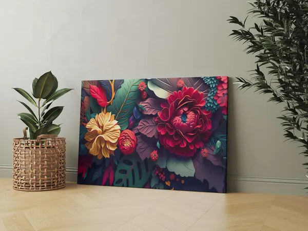 Multicolour_Flower_Paintings_For_Wall_Decoration_With_Frame_Canvas_Painting_For_Living_Room_Bedroom_Home_Office_&_Hotels_(22_Inch_X_16_Inch_Ch-Flw-Ldp50)