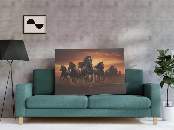 Multicolour_Seven_Horse_Painting_For_Wall_Decoration_With_Frame_Canvas_Painting_For_Living_Room_Bedroom_Home_Office_&_Hotels_(22_Inch_X_16_Inch_Ch-Hs-Ldp1)