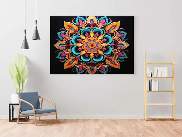 Multicolour_Mandala_Art_Painting_For_Wall_Decoration_With_Frame_Canvas_Painting_For_Living_Room_Bedroom_Home_Office_&_Hotels_(34_Inch_X_22_Inch_Ch-Mp-Ldp1)