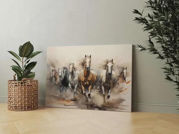 Multicolour_Seven_Horse_Painting_For_Wall_Decoration_With_Frame_Canvas_Painting_For_Living_Room_Bedroom_Home_Office_&_Hotels_(34_Inch_X_22_Inch_Ch-Hs-Ldp5)