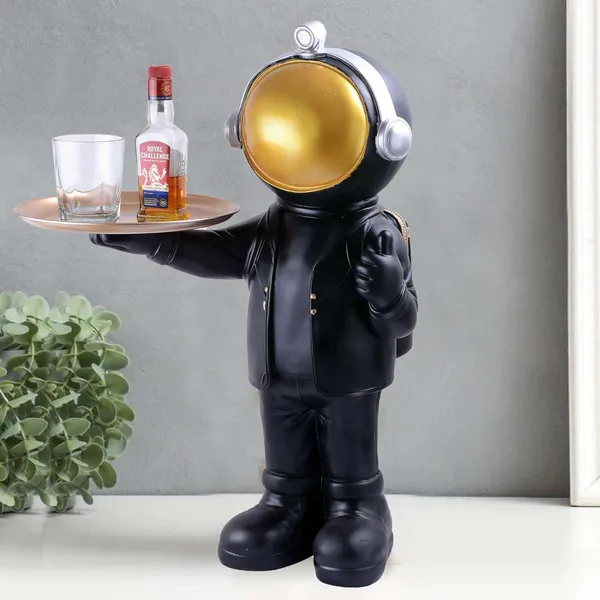 Multicolour_Astronaut_Figurine_Tray_Sculpture_Desk_Storage_Statue_Room_Decoration_Gift_Black_Small|Antique_Home_Decor