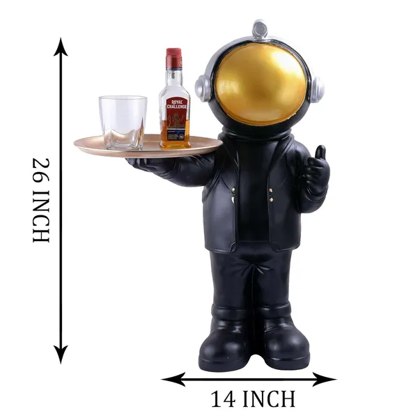 Multicolour_Astronaut_Figurine_Tray_Sculpture_Desk_Storage_Statue_Room_Decoration_Gift_Black_Small|Antique_Home_Decor