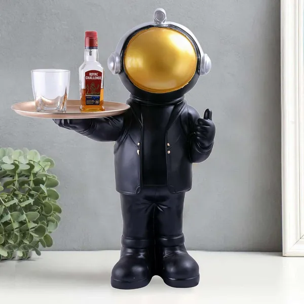 Multicolour_Astronaut_Figurine_Tray_Sculpture_Desk_Storage_Statue_Room_Decoration_Gift_Black_Small|Antique_Home_Decor