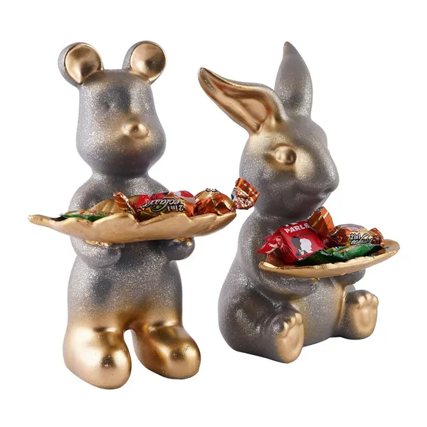 Multicolour_Set_Of_Two_Decorative_Rabbit_Showpiece_Home_Decor_Animal_Statues_For_Living_Room,_Bedroom,_Dining_Room,_Kitchen,_Bathroom,_Wedding,_Party_Dcor_(Grey)