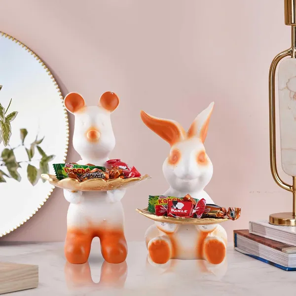 Multicolour_Set_Of_Two_Decorative_Rabbit_Showpiece_Home_Decor_Animal_Statues_For_Living_Room,_Bedroom,_Dining_Room,_Kitchen,_Bathroom,_Wedding,_Party_Dcor