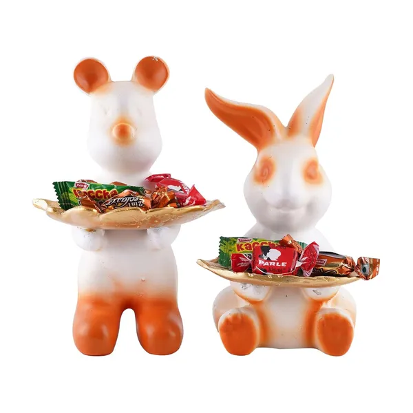 Multicolour_Set_Of_Two_Decorative_Rabbit_Showpiece_Home_Decor_Animal_Statues_For_Living_Room,_Bedroom,_Dining_Room,_Kitchen,_Bathroom,_Wedding,_Party_Dcor