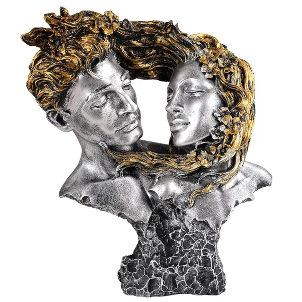 Multicolour_Love_Couple_Face_Statue_Silver_And_Golden_Showpiece_For_Home_Decor_Valentine_Day_Gift_|_Resin_Decorative_Showpiece_Showpiece