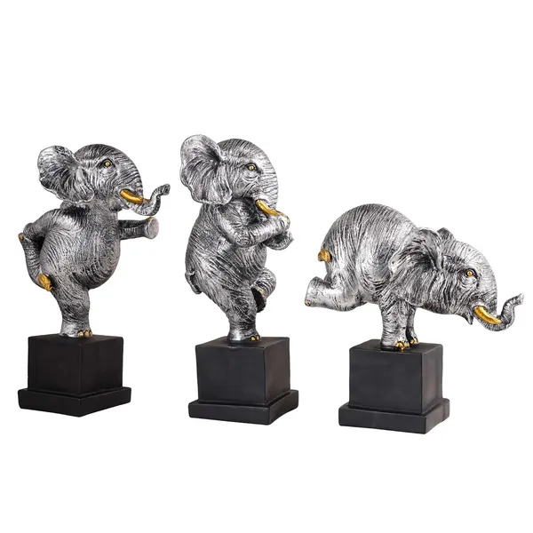 Multicolour_Polyresin_Elephant_Showpiece_Statue_And_Artifacts_For_Home_Decor,_Living_Room,_Table_Decoration_For_Gifting,_Interiors_And_Diwali_Decoration_Silver_(Set_Of_3)