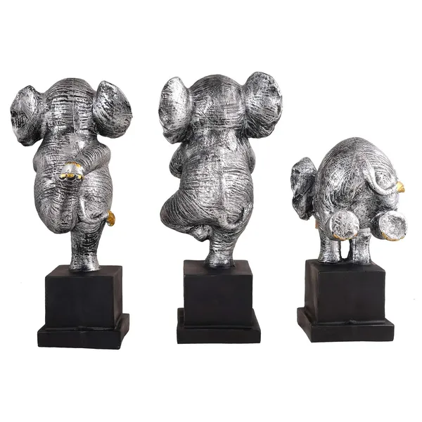 Multicolour_Polyresin_Elephant_Showpiece_Statue_And_Artifacts_For_Home_Decor,_Living_Room,_Table_Decoration_For_Gifting,_Interiors_And_Diwali_Decoration_Silver_(Set_Of_3)