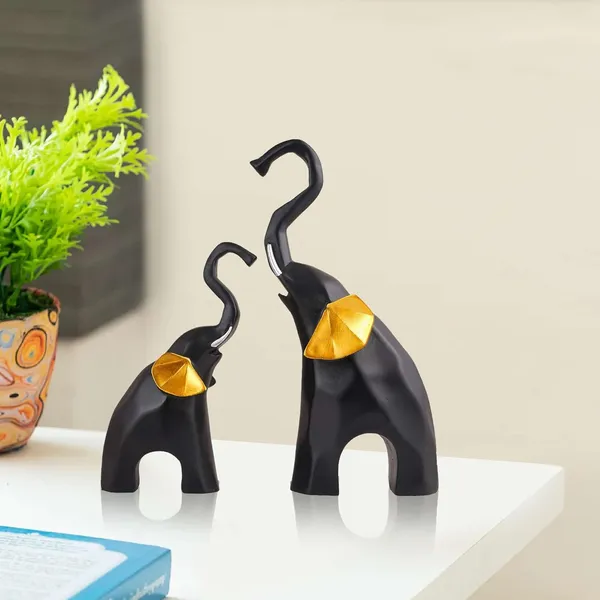 Multicolour_Polyresin_Elephant_Showpiece_Statue_And_Artifacts_For_Home_Decor,_Living_Room,_Table_Decoration_For_Gifting,_Interiors_And_Diwali_Decoration_Black_(Set_Of_2)