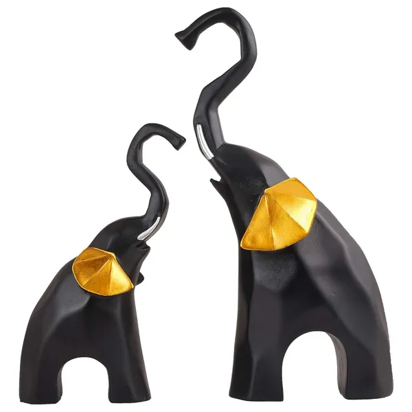 Multicolour_Polyresin_Elephant_Showpiece_Statue_And_Artifacts_For_Home_Decor,_Living_Room,_Table_Decoration_For_Gifting,_Interiors_And_Diwali_Decoration_Black_(Set_Of_2)