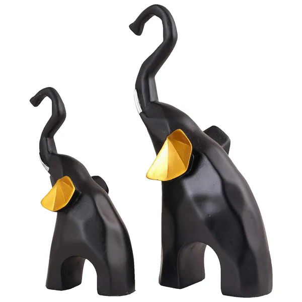 Multicolour_Polyresin_Elephant_Showpiece_Statue_And_Artifacts_For_Home_Decor,_Living_Room,_Table_Decoration_For_Gifting,_Interiors_And_Diwali_Decoration_Black_(Set_Of_2)