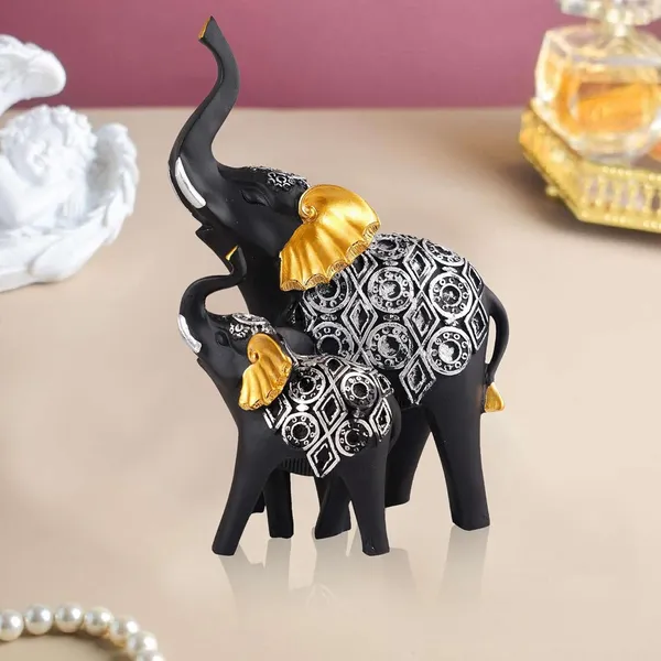 Polyresin_Elephant_Showpiece_Statue_and_Artifacts_for_Home_Decor,_Living_Room,_Table_Decoration_for_Gifting,_Interiors_and_Diwali_Decoration_Black_Golden_(Set_of_2)