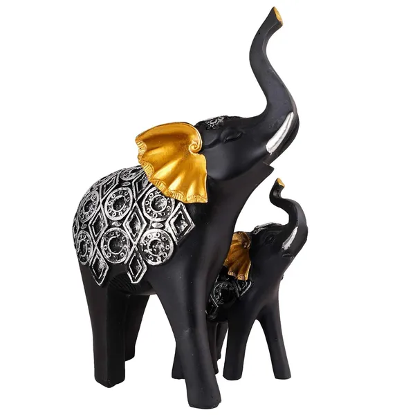 Polyresin_Elephant_Showpiece_Statue_and_Artifacts_for_Home_Decor,_Living_Room,_Table_Decoration_for_Gifting,_Interiors_and_Diwali_Decoration_Black_Golden_(Set_of_2)