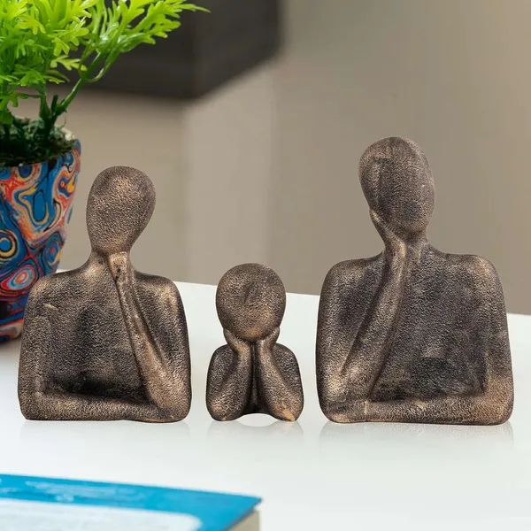 Multicolour_Family_Of_Three_Ornaments_Abstract_Home_Souvenirs_Statues_Decoration_For_Home_Character_Brown